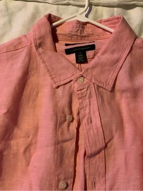 Banana Republic Pink Linen Casual Button-Down Shirt
